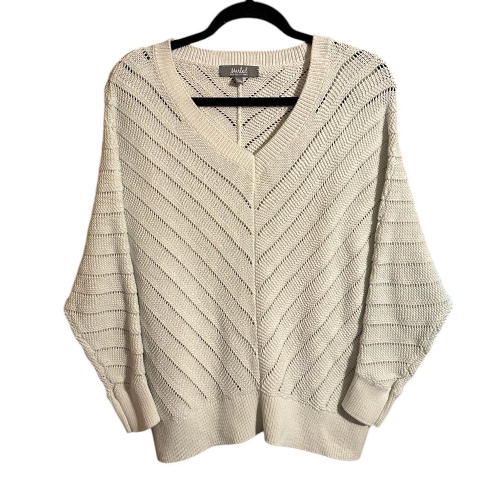 Marled Reunited Clothing Women’s Dolman Sleeve Off-White Sweater. Size Large